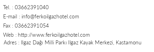Ferko Ilgaz Mountain Hotel & Resort telefon numaralar, faks, e-mail, posta adresi ve iletiim bilgileri